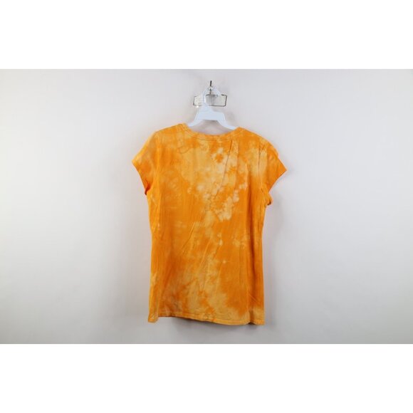 Vintage Y2K Guess Womens Size Large Spell Out Metallic Sunset Acid Wash T-Shirt - Picture 9 of 11